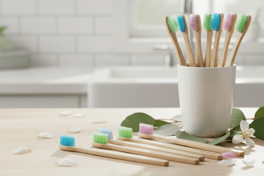 composición cepillos de bambú