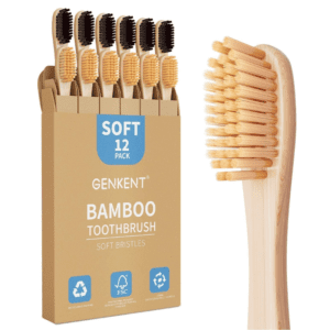 12 cepillos de dientes de bambú de carbón de bambú con cerdas suaves