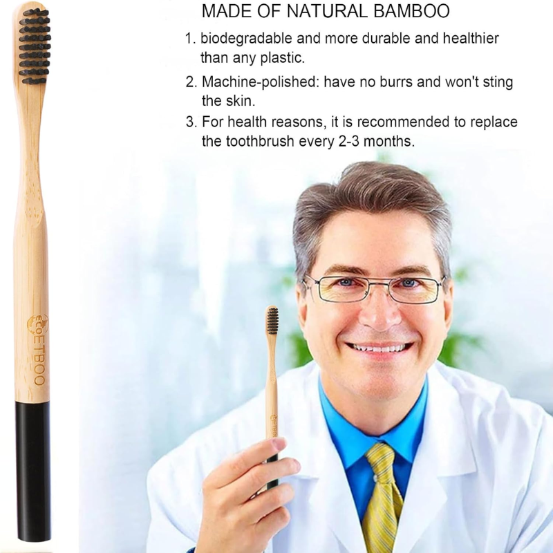 Cepillos de dientes de bambú ECOETBOO cerdas duras - Imagen 2
